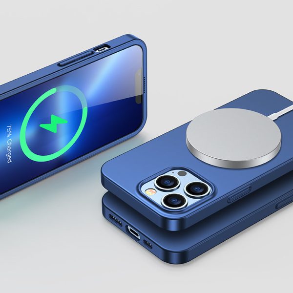 Gadījuma korpuss iPhone 13 Pro Max korpuss aizmugurē un priekšpusē + zils rūdīts stikls