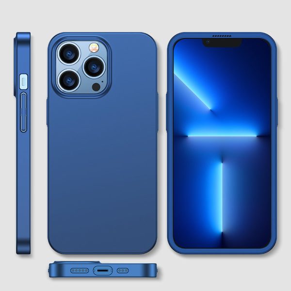 Gadījuma korpuss iPhone 13 Pro Max korpuss aizmugurē un priekšpusē + zils rūdīts stikls