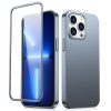 Gadījuma korpuss iPhone 13 Pro Max korpuss aizmugurē un priekšpusē + pelēks rūdīts stikls