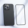Gadījuma korpuss iPhone 13 Pro korpuss aizmugurē un priekšpusē + melns rūdīts stikls