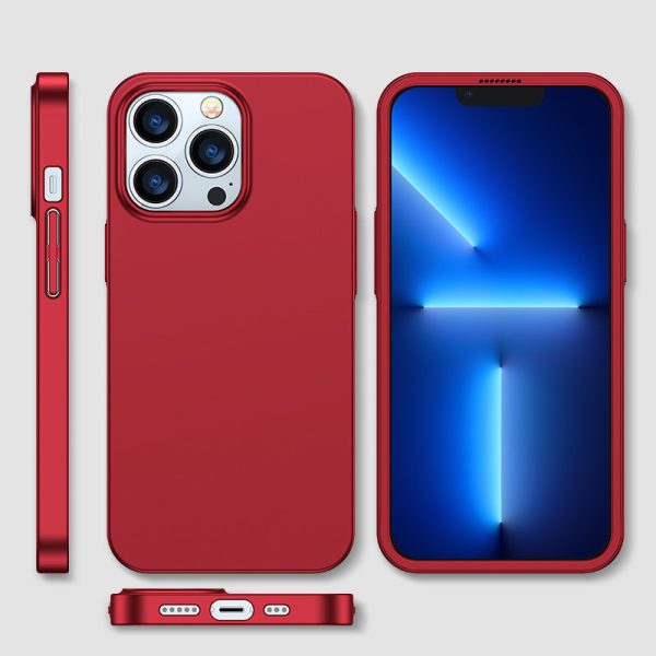 Gadījuma korpuss iPhone 13 Pro korpuss aizmugurē un priekšpusē + sarkans rūdīts stikls