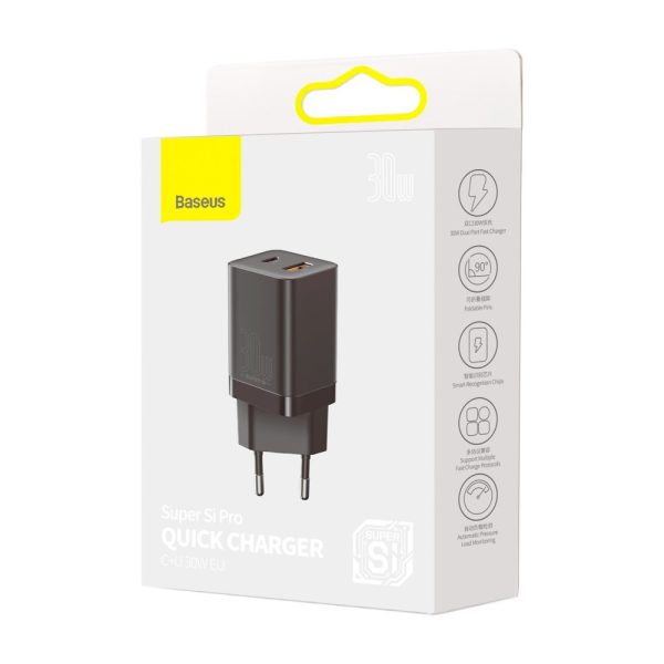 Ātrs USB-C 30W USB-C 30W QC SUP PRO BLACK