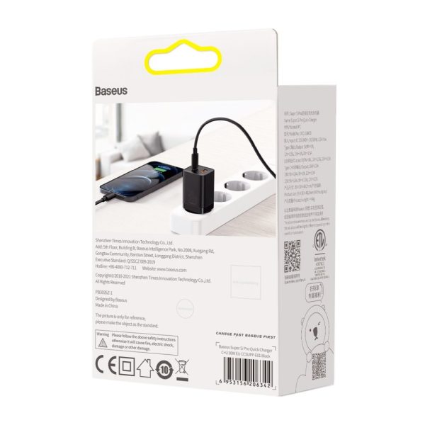 Ātrs USB-C 30W USB-C 30W QC SUP PRO BLACK