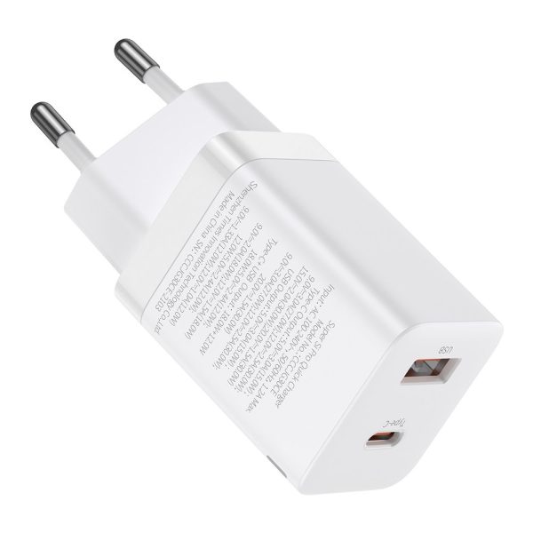 Ātrā tīkla lādētājs USB-C 30W PD QC Super Pro White