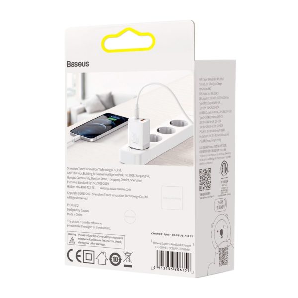 Ātrā tīkla lādētājs USB-C 30W PD QC Super Pro White