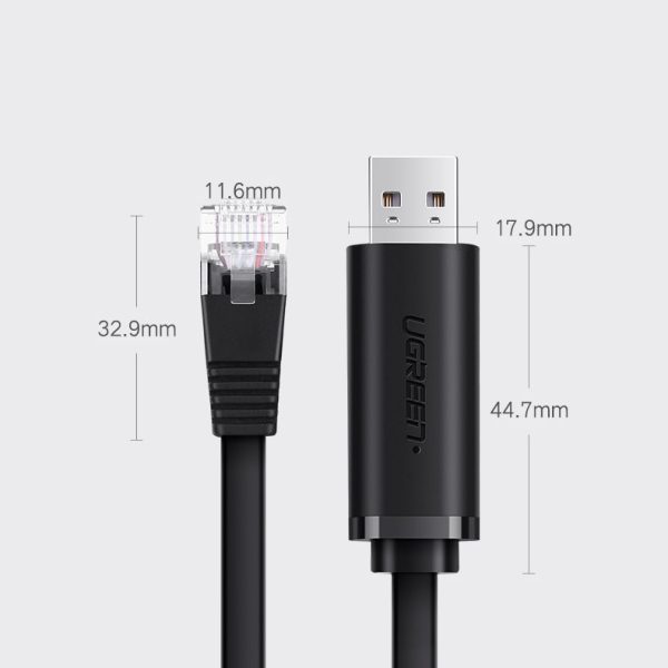 Kabeļu konsoles kabeļa USB adapteris - RJ45 Ethernet Twist 1,5m melns