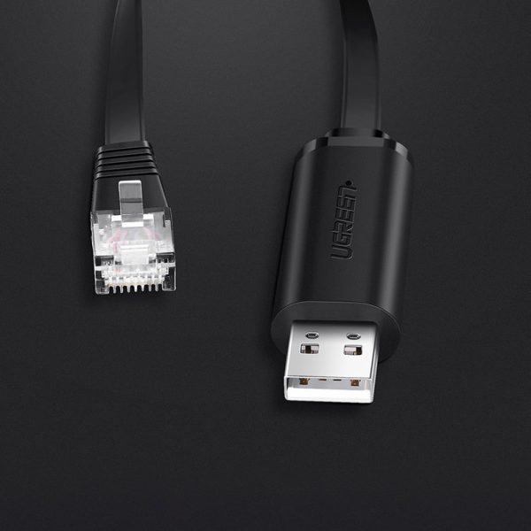 Kabeļu konsoles kabeļa USB adapteris - RJ45 Ethernet Twist 1,5m melns