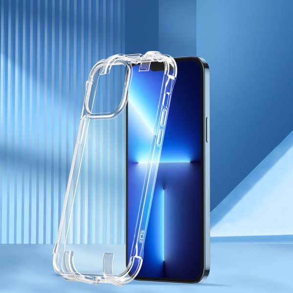 Gadījuma gadījums iPhone 13 Pro Max bruņu korpusam ar āķiem caurspīdīgu statīvu