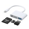 Rumbas adaptera karšu lasītāja iPhone OTG Lightning - USB SD TF balto karšu lasītājs