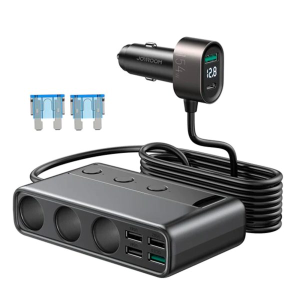 9in1 automašīnas lādētājs 5X USB 1X USB-C 3X PD LIKUMS STOP QC Black