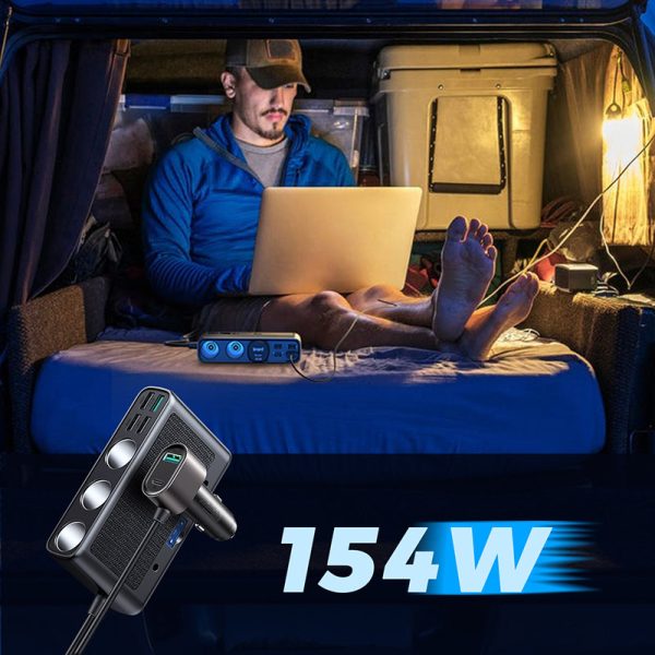 9in1 automašīnas lādētājs 5X USB 1X USB-C 3X PD LIKUMS STOP QC Black