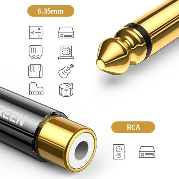 Adaptera adaptera adaptera ligzda 6,35 mm vīriešu dzimuma Zloty RCA