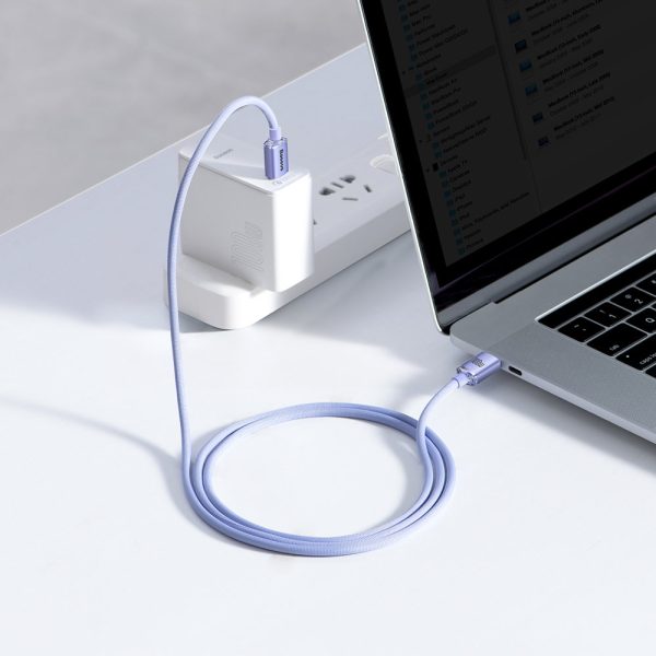 Kabelis Kabelis ātrai uzlādēšanai un USB datu pārsūtīšanai - USB -C 100W 1,2m purpursarkanā krāsā