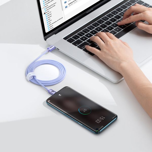 Kabelis Kabelis ātrai uzlādēšanai un USB datu pārsūtīšanai - USB -C 100W 1,2m purpursarkanā krāsā