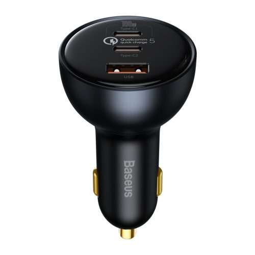 Ātrās automašīnas lādētājs USB USB-C 160W PPS Quick Charge 5 Pd pelēks