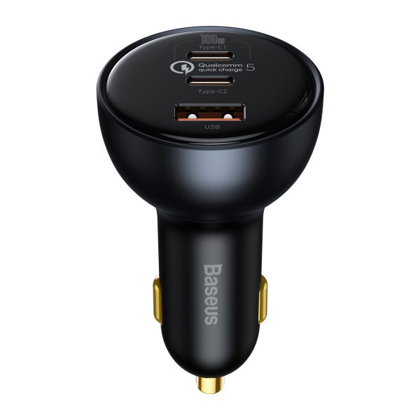 Ātrās automašīnas lādētājs USB USB-C 160W PPS Quick Charge 5 Pd pelēks