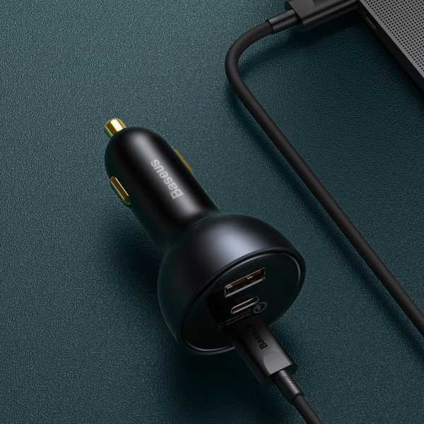 Ātrās automašīnas lādētājs USB USB-C 160W PPS Quick Charge 5 Pd pelēks