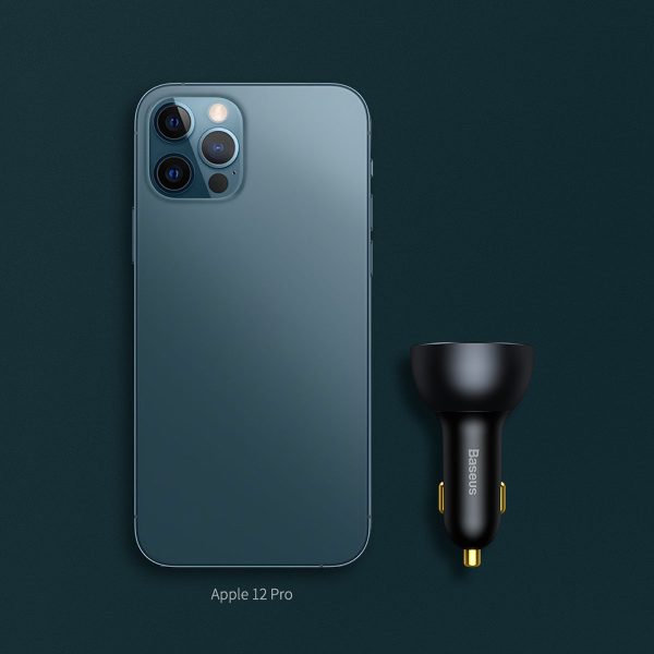 Ātrās automašīnas lādētājs USB USB-C 160W PPS Quick Charge 5 Pd pelēks