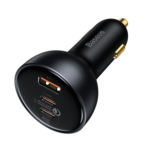 Ātrās automašīnas lādētājs USB USB-C 160W PPS Quick Charge 5 Pd pelēks