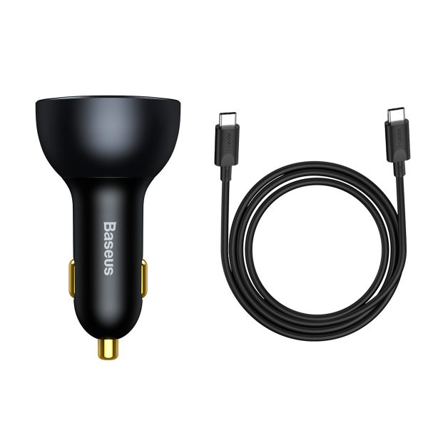 Ātrās automašīnas lādētājs USB USB-C 160W PPS Quick Charge 5 Pd pelēks