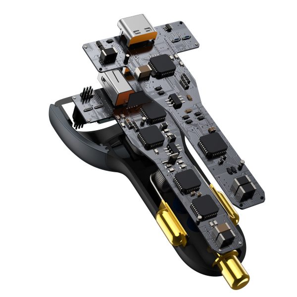 Ātrās automašīnas lādētājs USB USB-C 160W PPS Quick Charge 5 Pd pelēks