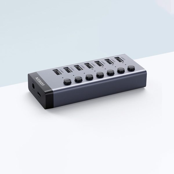 7in1 daudzfunkcionāls centrmezgls USB -C izplatītājs - 7x USB 3.0 PD DC 12V pelēks