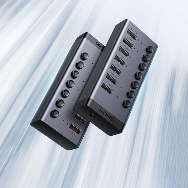 7in1 daudzfunkcionāls centrmezgls USB -C izplatītājs - 7x USB 3.0 PD DC 12V pelēks