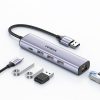 Daudzfunkcionāls centrmezgla adapteris USB 3.0 izplatītājs-3X USB Ethernet RJ-45 USB-C PD pelēks