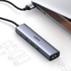 Daudzfunkcionāls centrmezgla adapteris USB 3.0 izplatītājs-3X USB Ethernet RJ-45 USB-C PD pelēks