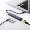 Daudzfunkcionāls centrmezgla adapteris USB 3.0 izplatītājs-3X USB Ethernet RJ-45 USB-C PD pelēks
