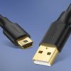 Kabelis 5 -pin apzeltīts USB - mini USB 0,25M melns