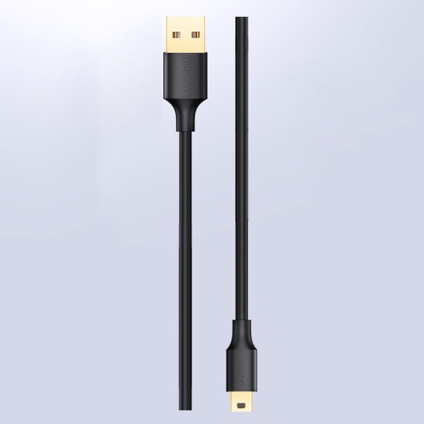 Kabelis 5 -pin apzeltīts USB - mini USB 0,25M melns