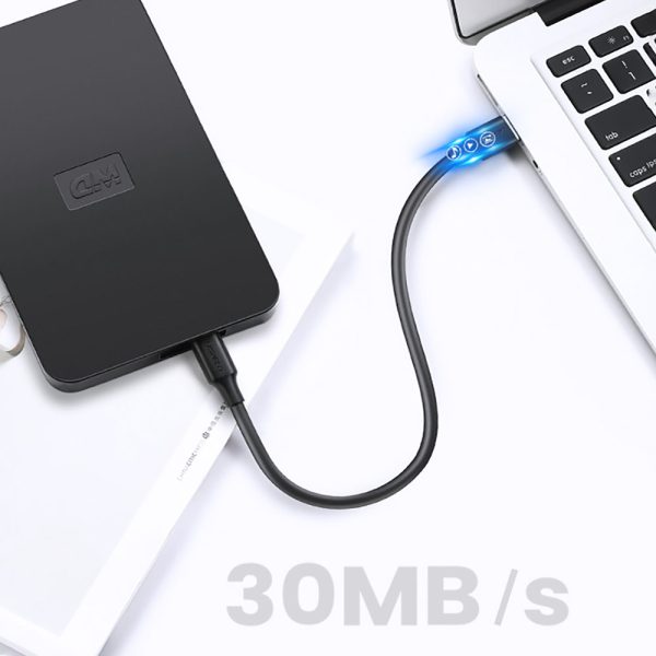 Kabelis 5 -pin apzeltīts USB - mini USB 0,25M melns