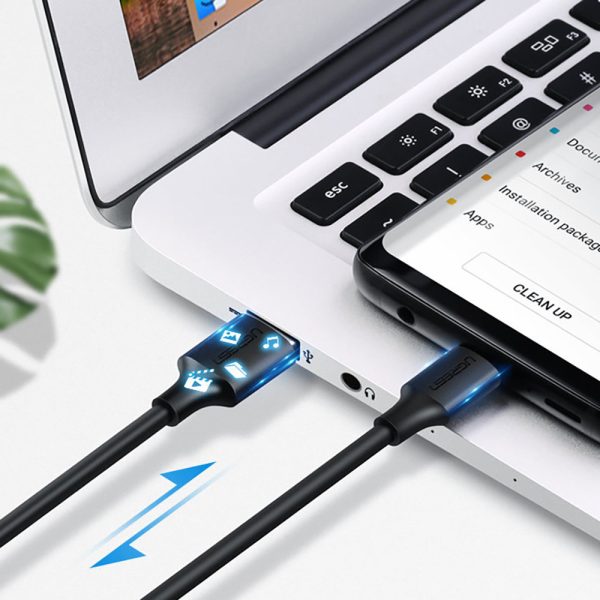 Kabeļa kabeļa USB adapteris - USB -C ātrs lādiņš 3,0 3A 0,25M melns
