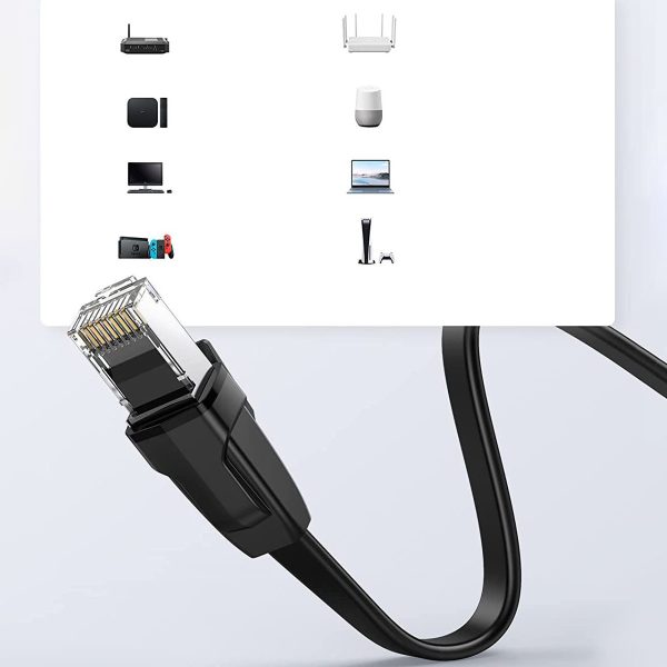 PatchCord LAN RJ45 Ethernet Cat plakanais kabelis. 6 0,5 m melns