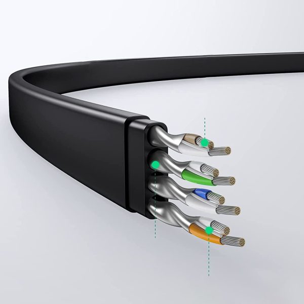 PatchCord LAN RJ45 Ethernet Cat plakanais kabelis. 6 10m melns