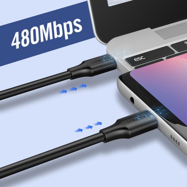 Kabelis USB kabeļa tips C uzlādei un datu pārsūtīšanai 3A 1m melns