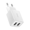 Mazs kompakts 2x USB 10.5W baltais lādētājs