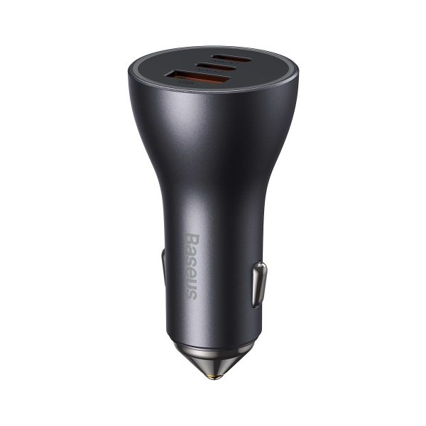 Zelta kontaktoru pro USB + 2X USB-C 65W tumši pelēkas automašīnas lādētājs