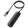 Hub USB -A rumbas porta draiveris - 4x USB 3.2 Gen 1 melns
