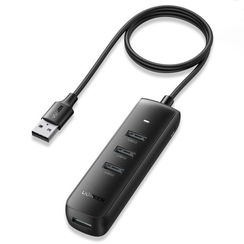 Hub USB -A rumbas porta draiveris - 4x USB 3.2 Gen 1 melns