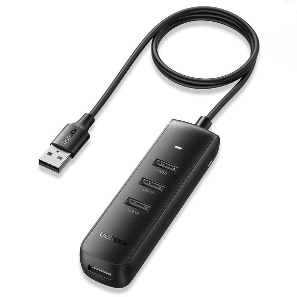 Hub USB -A rumbas porta draiveris - 4x USB 3.2 Gen 1 melns