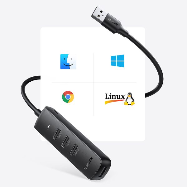 Hub USB -A rumbas porta draiveris - 4x USB 3.2 Gen 1 melns