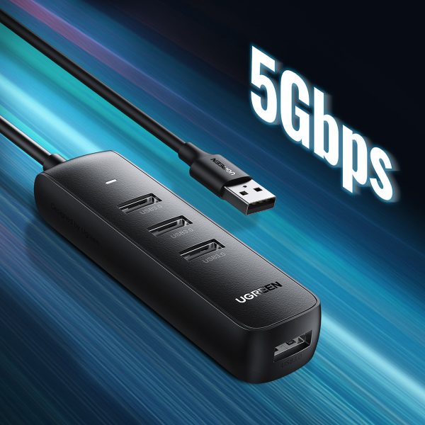 Hub USB -A rumbas porta draiveris - 4x USB 3.2 Gen 1 melns