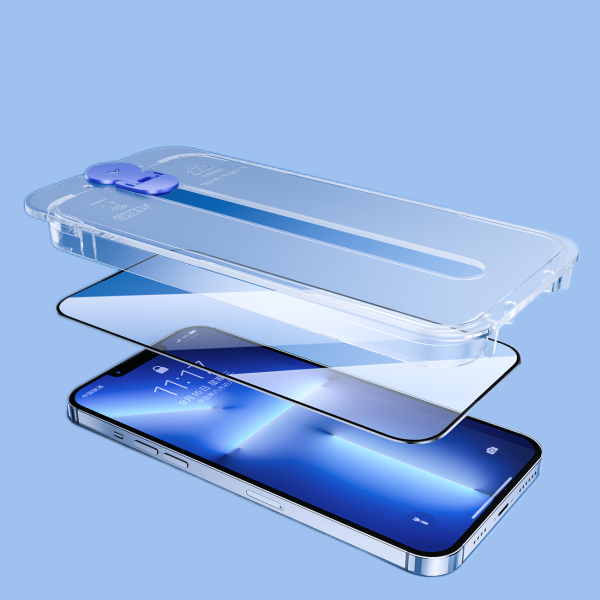 IPhone 14 Pro Max rūdīts stikls ar caurspīdīgu bruņinieku montāžas komplektu