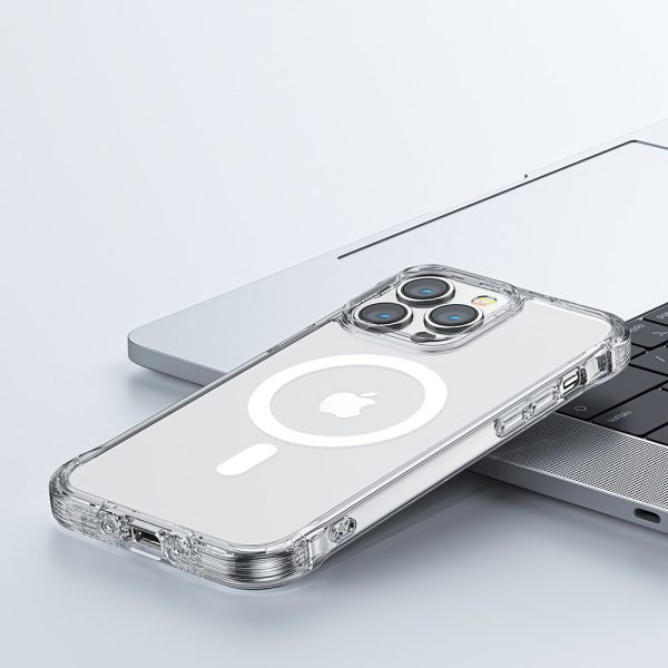 Magnētiskais korpuss iPhone 14 Pro Max bruņotais vāks ar āķiem caurspīdīgu statīvu