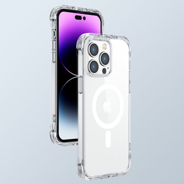 Magnētiskais korpuss iPhone 14 Pro Max bruņotais vāks ar āķiem caurspīdīgu statīvu