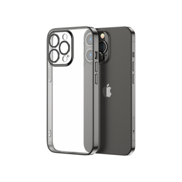 Gadījuma želejas korpuss iPhone 14 korpusa segumam ar metālisku rāmi 14q melns