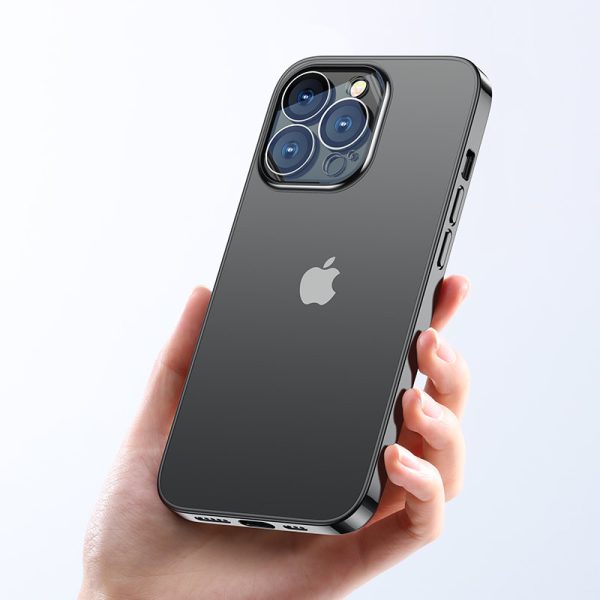 Gadījuma želejas korpuss iPhone 14 Plus Housing Cover ar metālisku rāmi 14q melns