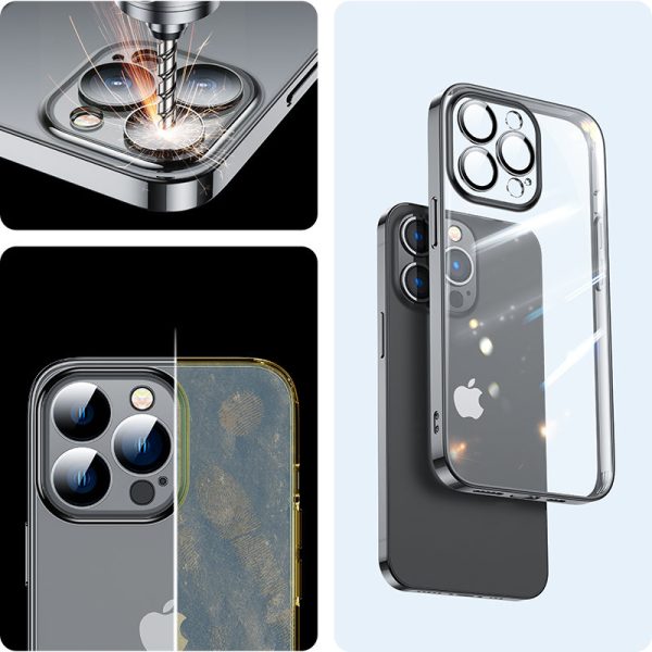 Gadījuma želejas korpuss iPhone 14 Plus Housing Cover ar metālisku rāmi 14q melns